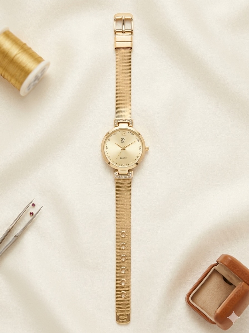 NY&C Gold Mesh Strap Quartz Watch - Excellent Cond. (New Battery!)